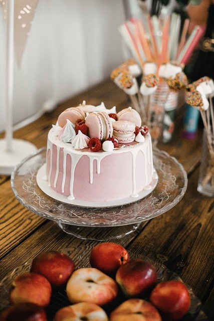 vanilla and strawberry celebration cake